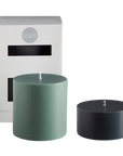 sage + olive | escc large pillar candle | soy - blend unscented candles - porter green | style + sustainability