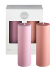 peach + petal | escc medium pillar candle | soy - blend unscented candles - porter green | style + sustainability
