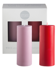 cherry + blush | escc small pillar candle | soy - blend unscented candles - porter green | style + sustainability