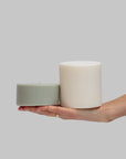 blanc + dove | escc large pillar candle | soy - blend unscented candles - porter green | style + sustainability