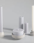blanc + dove | escc large pillar candle | soy - blend unscented candles - porter green | style + sustainability