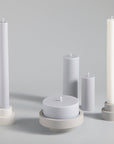 blanc + dove | escc large pillar candle | soy - blend unscented candles - porter green | style + sustainability