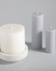 blanc + dove | escc large pillar candle | soy - blend unscented candles - porter green | style + sustainability