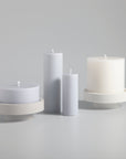 blanc + dove | escc large pillar candle | soy - blend unscented candles - porter green | style + sustainability