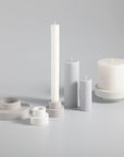 blanc + dove | escc medium pillar candle | soy - blend unscented candles - porter green | style + sustainability