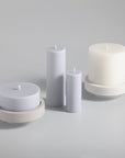 blanc + dove | escc small pillar candle | soy - blend unscented candles - porter green | style + sustainability