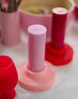 cherry + blush | escc medium pillar candle | soy - blend unscented candles - porter green | style + sustainability