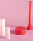 cherry + blush | escc medium pillar candle | soy - blend unscented candles - porter green | style + sustainability