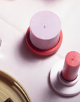 cherry + blush | escc medium pillar candle | soy - blend unscented candles - porter green | style + sustainability
