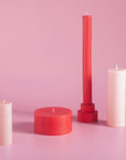 cherry + blush | escc small pillar candle | soy - blend unscented candles - porter green | style + sustainability