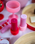 cherry + blush | escc small pillar candle | soy - blend unscented candles - porter green | style + sustainability
