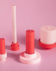 cherry + blush | escc small pillar candle | soy - blend unscented candles - porter green | style + sustainability