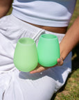 gerbera + leaf | fegg | silicone unbreakable glasses - porter green | style + sustainability