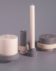 latte + donkey | escc large pillar candle | soy - blend unscented candles - porter green | style + sustainability