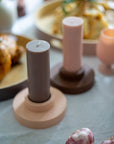 latte + donkey | escc medium pillar candle | soy - blend unscented candles - porter green | style + sustainability