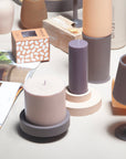 latte + donkey | escc medium pillar candle | soy - blend unscented candles - porter green | style + sustainability
