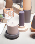 latte + donkey | escc medium pillar candle | soy - blend unscented candles - porter green | style + sustainability
