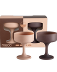 latte + donkey | mecc | unbreakable silicone cocktail coupes | porter green, coupe cocktail glass, coupe glass, coloured cocktail glasses, unbreakable cocktail glasses, cocktail glasses australia