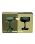 sage + olive | mecc | unbreakable silicone cocktail coupes | porter green, coupe cocktail glass, coupe glass, coloured cocktail glasses, unbreakable cocktail glasses, cocktail glasses australia