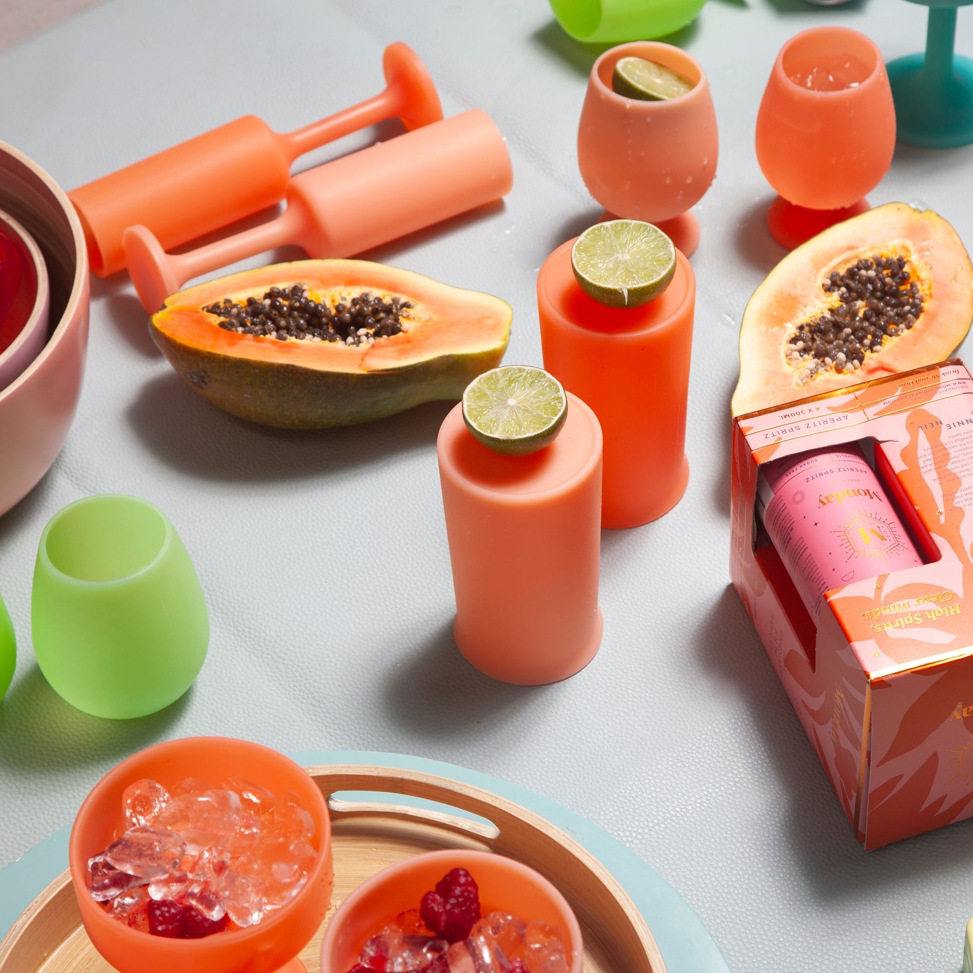 melone | stegg | silicone unbreakable highball glasses - porter green | style + sustainability