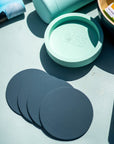 mist + ink | ciss | unbreakable silicone coasters - porter green | style + sustainability