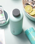 mist + ink | driss | insulated stainless steel water bottle - porter green | style + sustainability