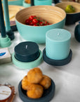 mist + ink | escc large pillar candle | soy - blend unscented candles - porter green | style + sustainability