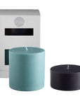 mist + ink | escc large pillar candle | soy - blend unscented candles - porter green | style + sustainability
