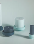 mist + ink | escc large pillar candle | soy - blend unscented candles - porter green | style + sustainability