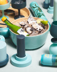 mist + ink | escc medium pillar candle | soy - blend unscented candles - porter green | style + sustainability