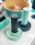 mist + ink | escc medium pillar candle | soy - blend unscented candles - porter green | style + sustainability