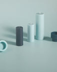 mist + ink | escc medium pillar candle | soy - blend unscented candles - porter green | style + sustainability