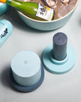 mist + ink | escc medium pillar candle | soy - blend unscented candles - porter green | style + sustainability