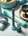 mist + ink | escc small pillar candle | soy - blend unscented candles - porter green | style + sustainability
