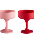 cherry + blush | mecc | unbreakable silicone cocktail coupes | porter green, coupe cocktail glass, coupe glass, coloured cocktail glasses, unbreakable cocktail glasses, cocktail glasses australia