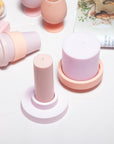peach + petal | escc large pillar candle | soy - blend unscented candles - porter green | style + sustainability