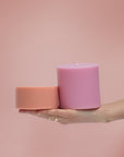 peach + petal | escc large pillar candle | soy - blend unscented candles - porter green | style + sustainability
