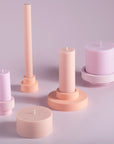 peach + petal | escc large pillar candle | soy - blend unscented candles - porter green | style + sustainability