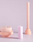 peach + petal | escc small pillar candle | soy - blend unscented candles - porter green | style + sustainability