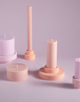 peach + petal | escc small pillar candle | soy - blend unscented candles - porter green | style + sustainability