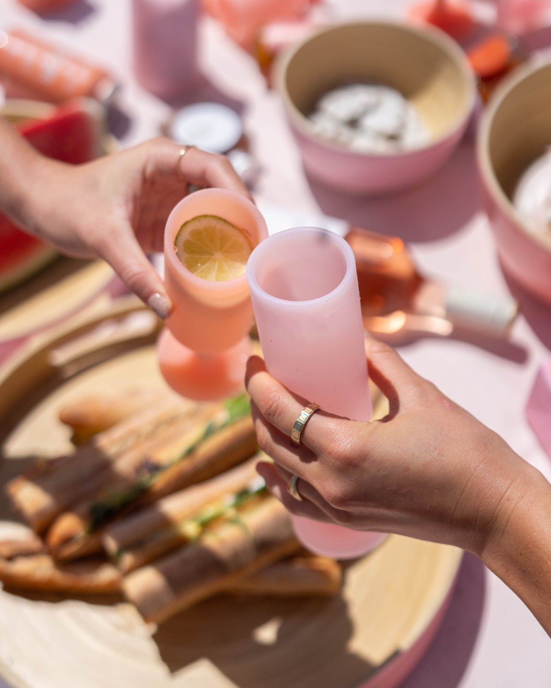 peach + petal | seff | silicone unbreakable champagne flute - porter green | style + sustainability