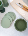 sage + olive | ciss | unbreakable silicone coasters - porter green | style + sustainability