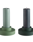 sage + olive | escc medium pillar candle | soy - blend unscented candles - porter green | style + sustainability