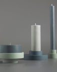 sage + olive | escc medium pillar candle | soy - blend unscented candles - porter green | style + sustainability