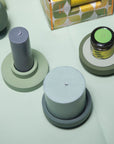 sage + olive | escc medium pillar candle | soy - blend unscented candles - porter green | style + sustainability