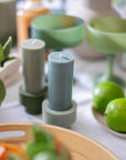 sage + olive | escc small pillar candle | soy - blend unscented candles - porter green | style + sustainability