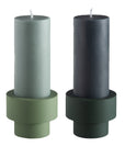 sage + olive | escc small pillar candle | soy - blend unscented candles - porter green | style + sustainability
