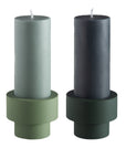 sage + olive | escc small pillar candle | soy - blend unscented candles - porter green | style + sustainability