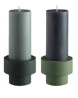 sage + olive | escc small pillar candle | soy - blend unscented candles - porter green | style + sustainability