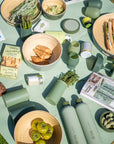 sage + olive | privv | vegan leather waterproof picnic rug - porter green | style + sustainability